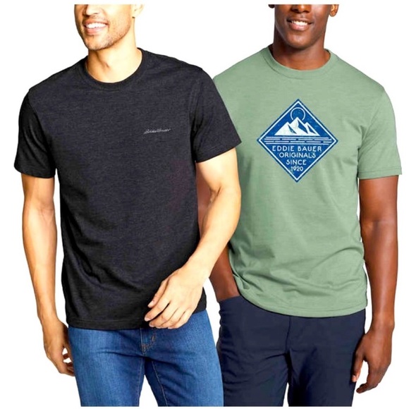 NWT Eddie Bauer Men 2-pack T-shirts set, Sage/Black set - size XXL - Picture 1 of 9